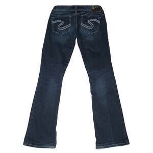 Silver Jeans Tuesday Dark Wash Embroidered Pockets Faded Back To School Sz 27